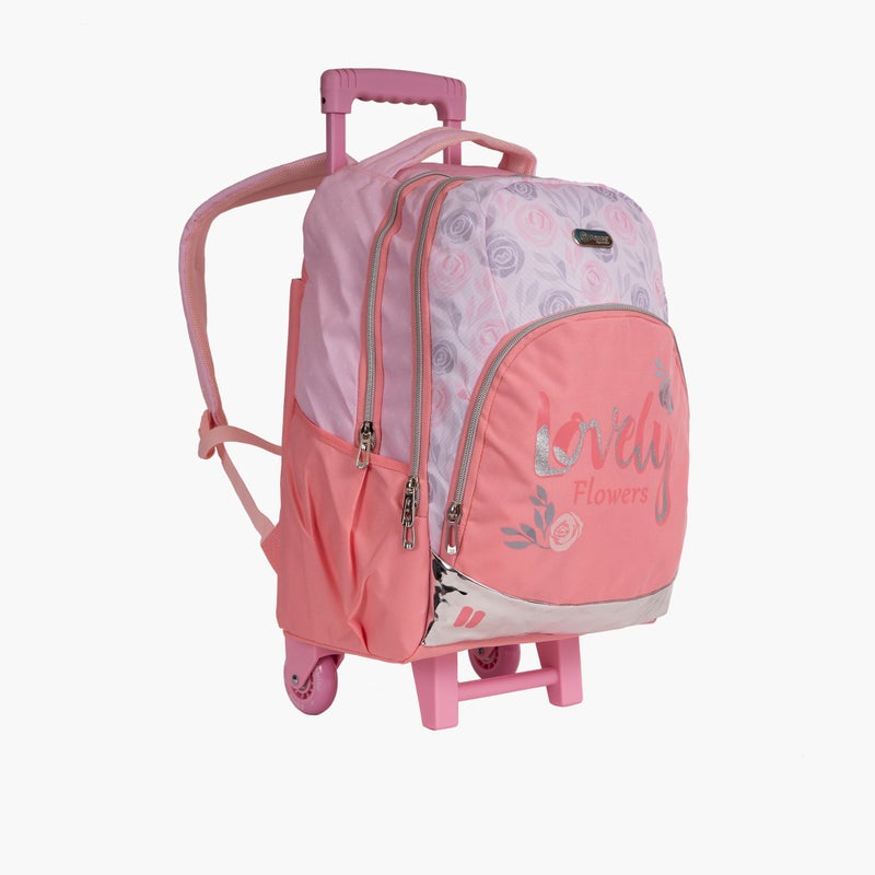 PAUSE Floral Print Trolley Backpack for Girls - Image 2